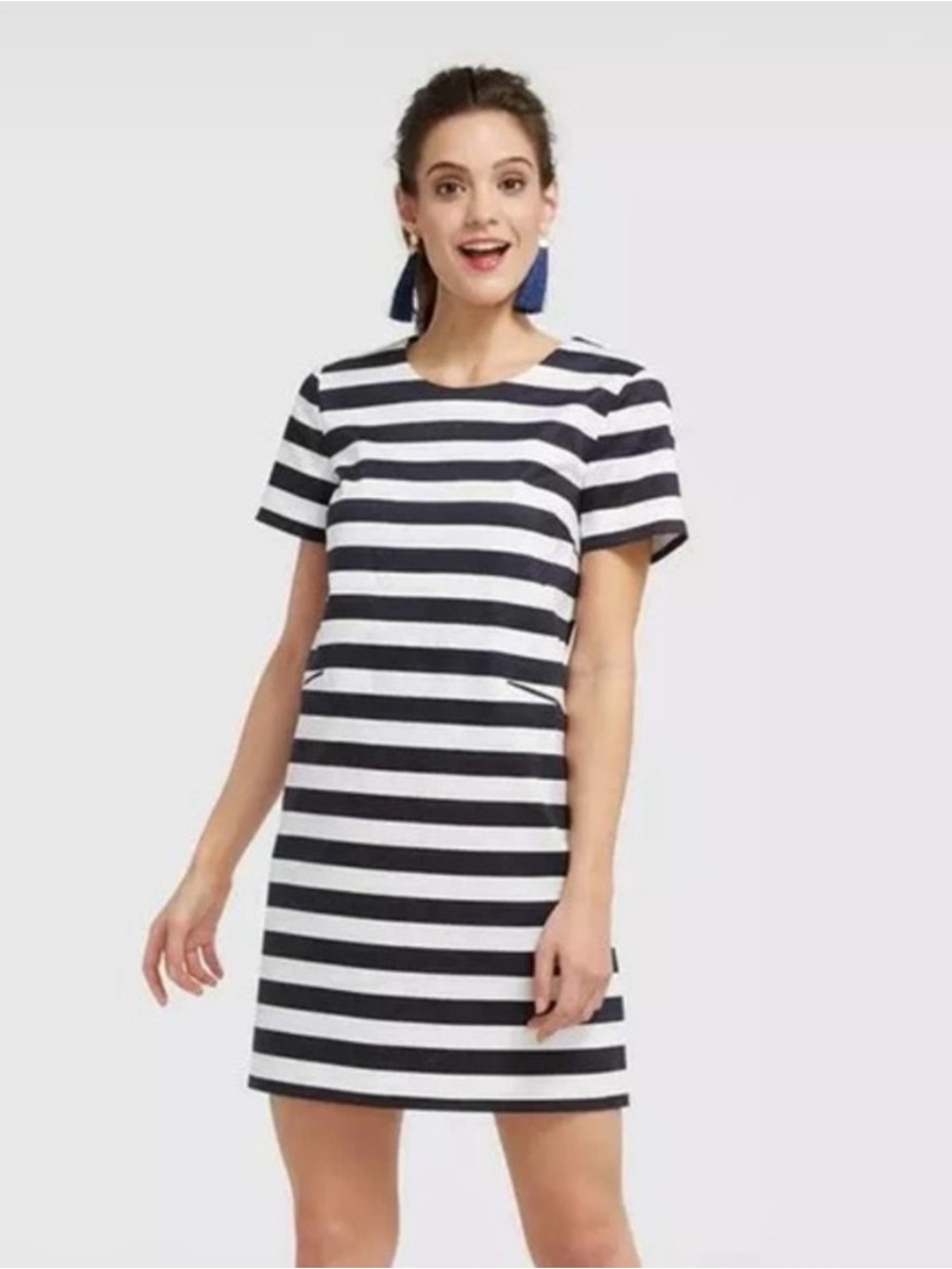 DRAPER JAMES Blue & White Striped Shift Dress.